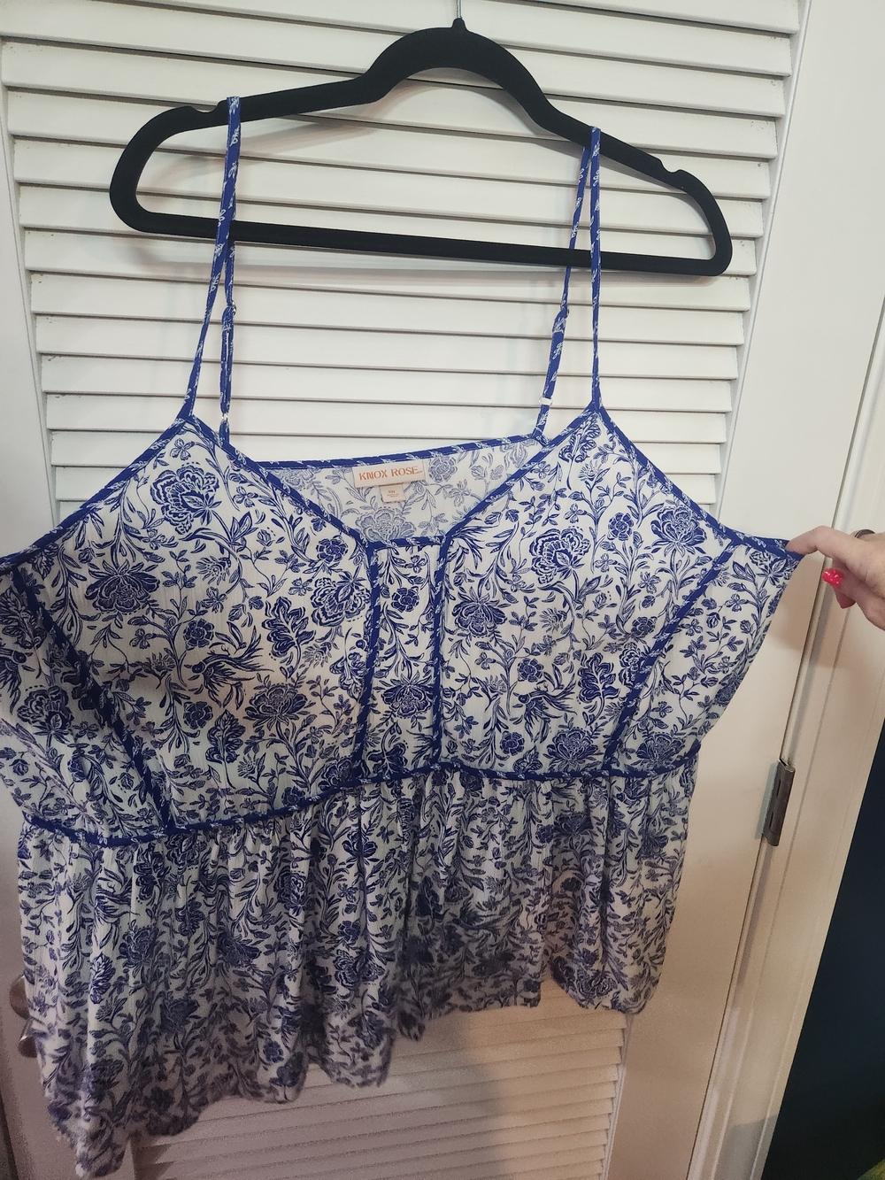 Blue Floral Spaghetti-Strap Peplum Top